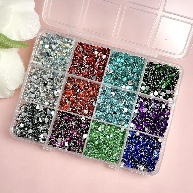 1 Set 72 Colors Shiny Flatback Rhinestones Nail Charms, Sparkly Rhinestones 3mm Multi-colors Semi-circular Resin Nail Art Gems for DIY Headphone Case Pens Glasses Nails Supplies
