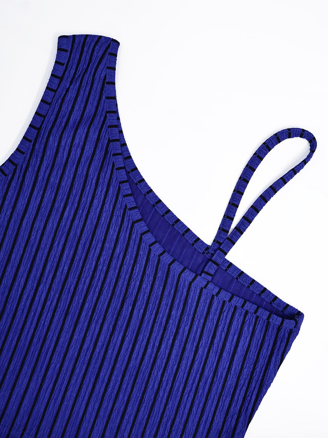 Women's Summer Striped Two-Piece Set, Lightweight Sleeveless Top and Ruffled Bell Bottom Pants, Chic Outfit for Casual Wear, Summer Vacation and Street Style