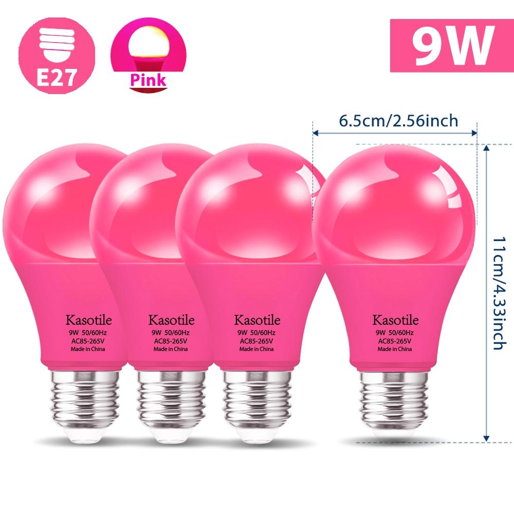 9W E26/E27 Colorful Light Bulbs 1/4 Pack, Red Blue Green Purple Orange Pink Festival Lights, Non-Dimmable Holiday Lighting for Halloween Christmas Party Decor