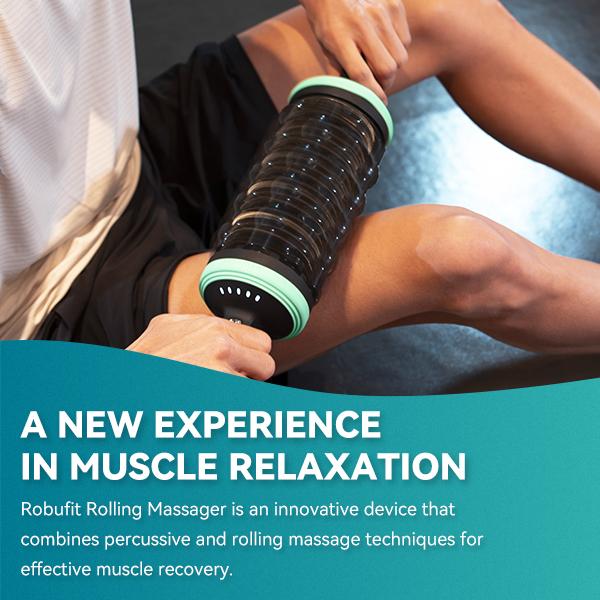 [New Year Gift] 5-Speed Reversible Spin Roller Massager with Rechargeable Battery, Double-Tap Activation & Multi-Use Base - Full Body Muscle Relief for Thighs, Calves, Back & More