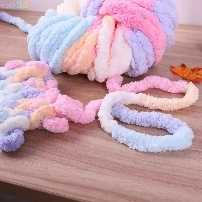 Gradient Chunky Chenille Yarn - Thick Cozy Soft Plush Yarn with Vibrant Gradients, Hand-Knitting & Crochet Supplies, Ideal for Handmade Bags, Hats