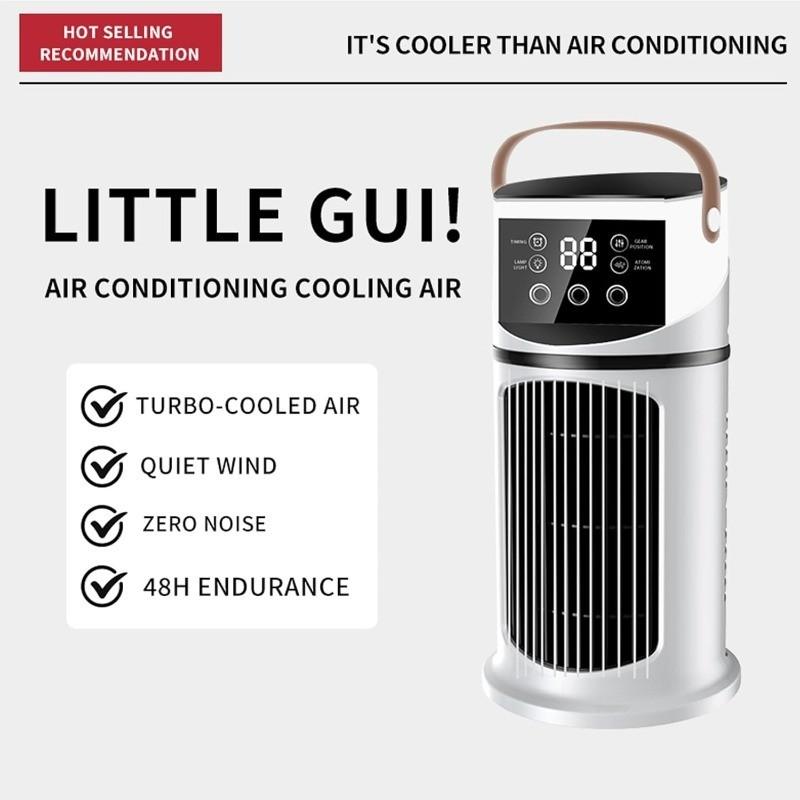 Mist Humidifier Air Conditioner Fan, Evaporative Cooling Fan, 9 Settings, Triple Spray Adjustment, 8-Hour Timer, 7-Color Lights, Essential Summer Tool