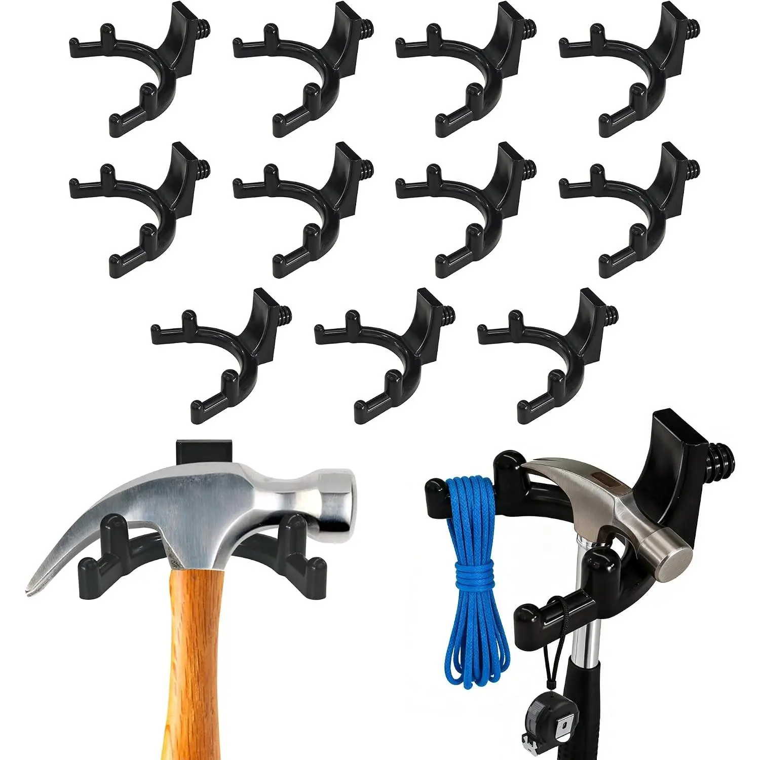 12pcs Storage Shed Hooks: U Tool Hangers Compatible with Craftsman Shed Tool Hooks Storage Shed Shelves Accessories Utility Double Head Design Garden Storage Shed Hanger