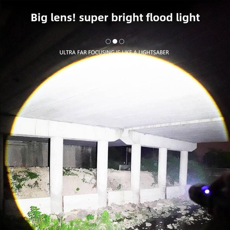 2-piece rechargeable zoom ultra bright flashlight, suitable for emergency power outages, outdoor camping, hurricanes Rechargeable LED battery powered, with 5 lighting modes