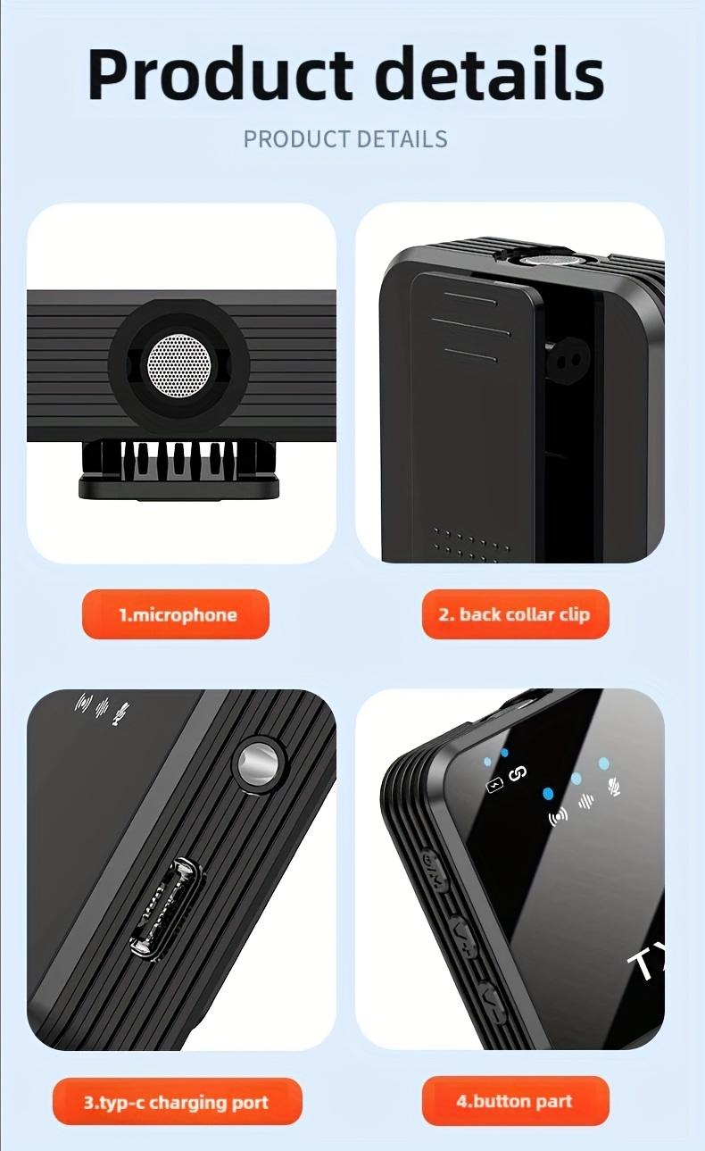 Professional Wireless Lavalier Microphone with Intelligent Noise Reduction 360° Omnidirectional Condenser Windscreen for Recording Live Streaming Podcasting Bluetooth Android