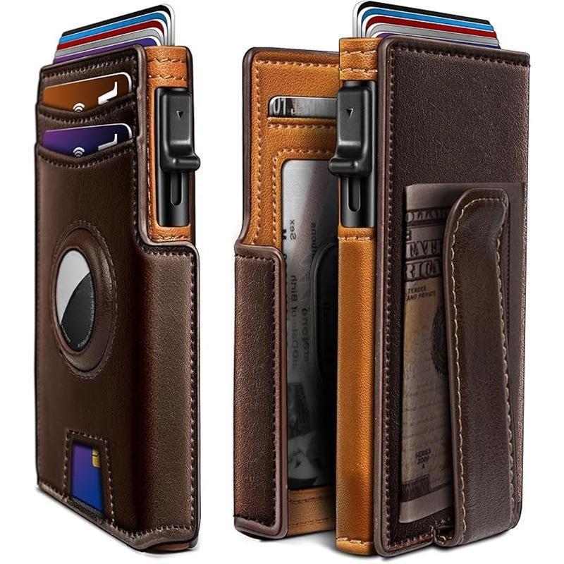 New Airtag Wallet For Men Gigt, Minimalist Money Clip 10 Cards Metal Case Smart Slim Pop Up Wallet With Magnetic Closure RFID Blocking Aluminum Credit Card Holder Bifold Wallet With Gift Box
