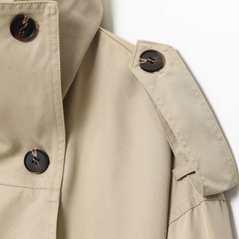 Women's Windbreaker Beige Cropped Trench Coat Double Breasted Jacket with Belted Waist Shoulder Casual Women's Layered Outerwear Female Coat Winter ﻿