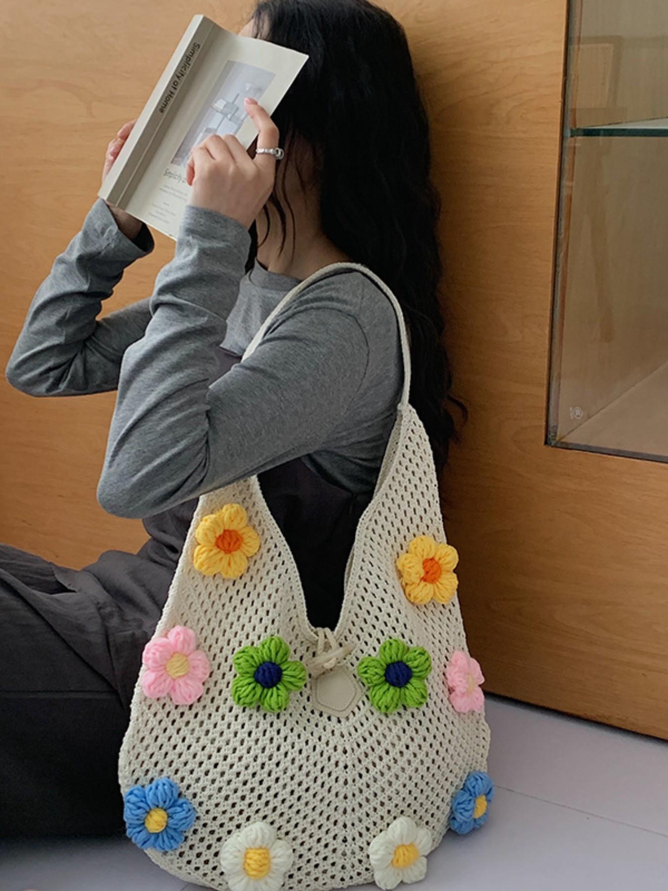 Fashion Knit Bag Women's 2026 New Spring Shoulder Bag, Large Capacity Tote Bag, Beach Vacation Tote Bag, Stylish and Practical