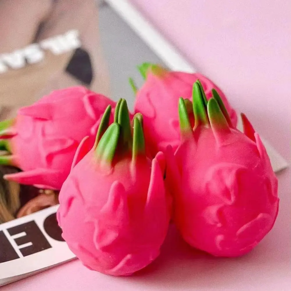 Simulation Fruit Dragon Fruit Squish Stress Ball Gift Squishy Squeeze Stress Reliever Fidget Sensory Toy Squeeze Balls