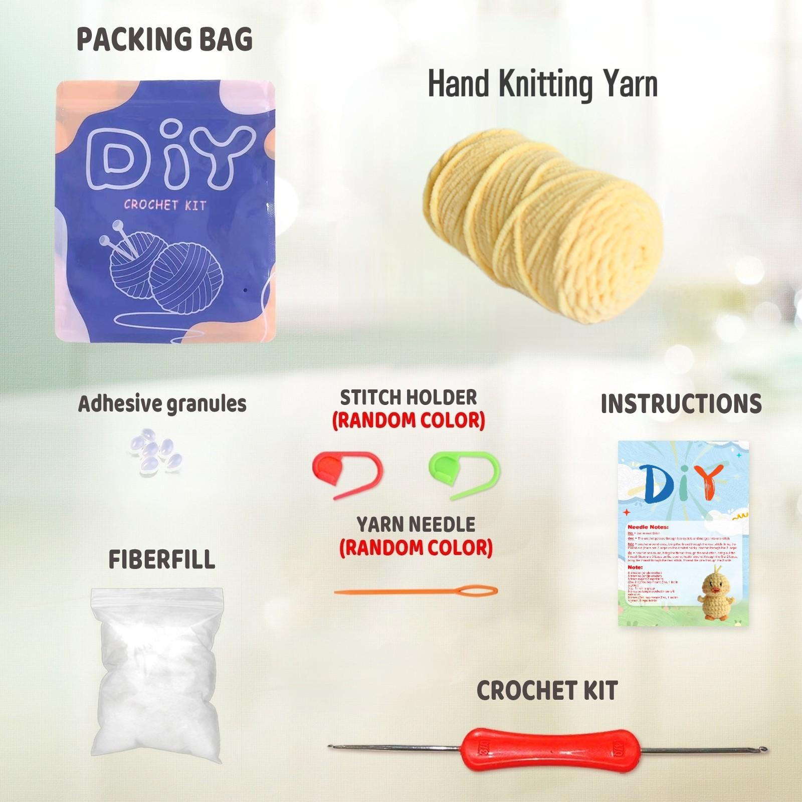 Duckling Crochet Material Package, Cute Crochet Stuffed Animal Kit for Beginners, Includes Yarn, Video Tutorials, Seam Markers and Instructions, Perfect Gift Idea for Birthdays, Handmade Crochet Duck