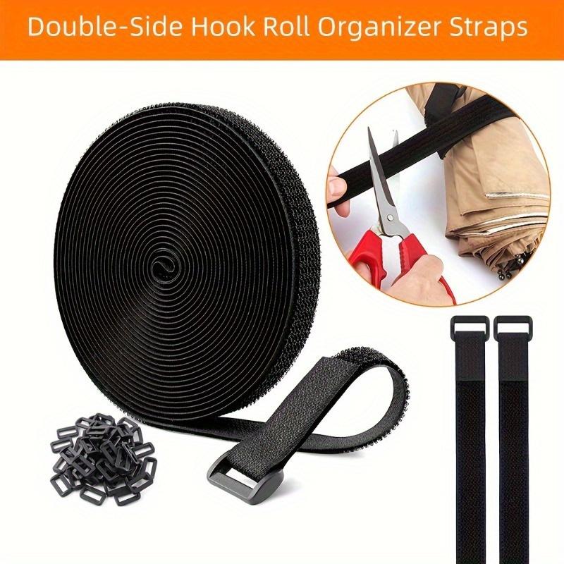 Nylon Reverse Buckle Hook And Loop Fastener Cable Ties, Magic Tape Adhesive Wire Finishing, Reusable Hook And Loop Tie Fastener Double-sided Hook Roll Finishing Strap Cable, Extension Wire, Finishing, Home Storage Finishing