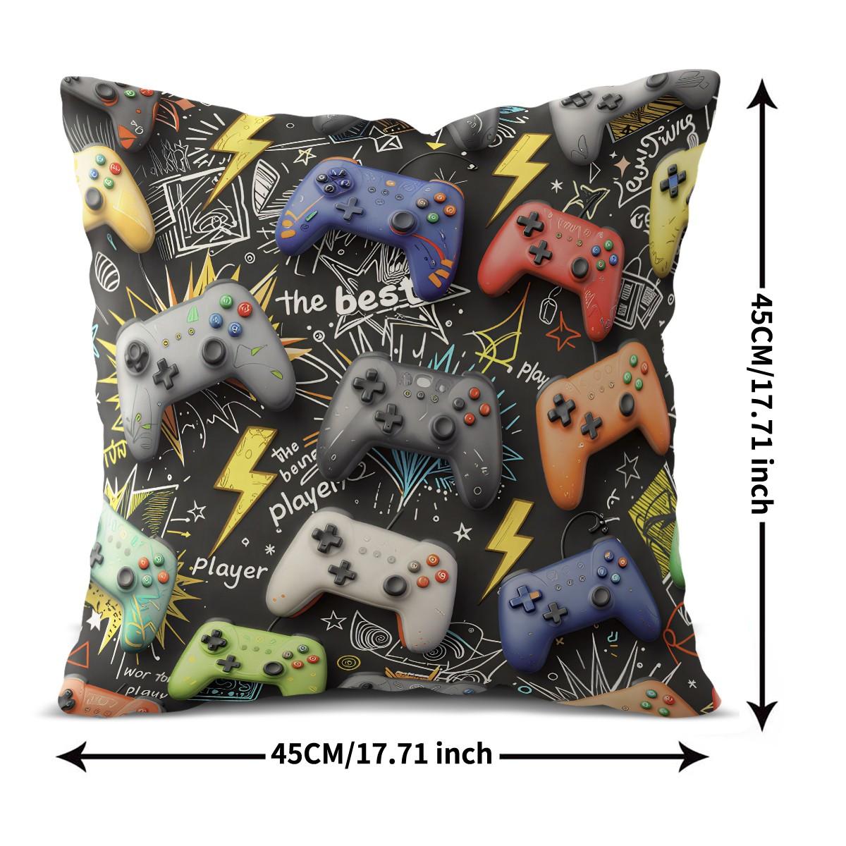 Soft and Comfortable Game-Themed Throw Pillow (with Pillow Insert), Game Controller-Shaped Cushion, Cool Game Decorative Pillow, Suitable for Boys and Teenagers, Can be Used as A Decorative Throw Pillow Gift for Sofas, Bedrooms, Travel, Etc.