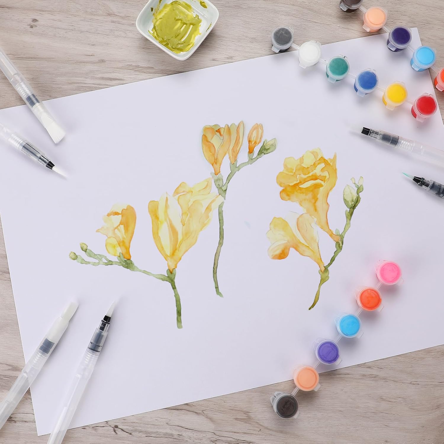 6PCS Water Brush Pens for Watercolor, Water Color Pen, Watercolor Paint Pens, Refillable Water Paint Brush ，Watercolor Pens