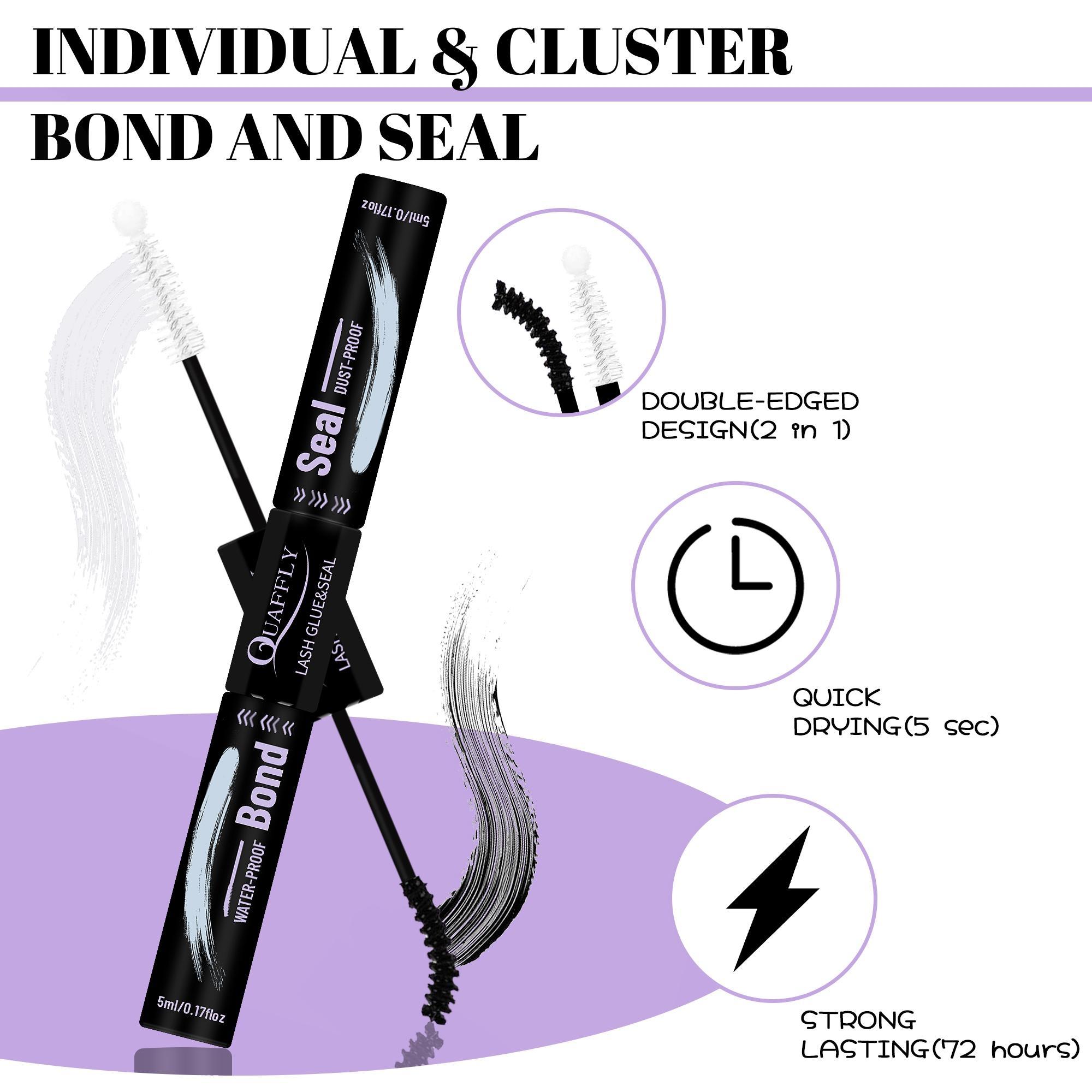 560Pcs DIY Individual Eyelash Kit Lash Extension Kit Volume Lash Clusters 60D+80D 10-18mm Lash Clusters Kit Thick Eyelash Extension Kit With Lash Bond and Seal Tweezers Brush*2