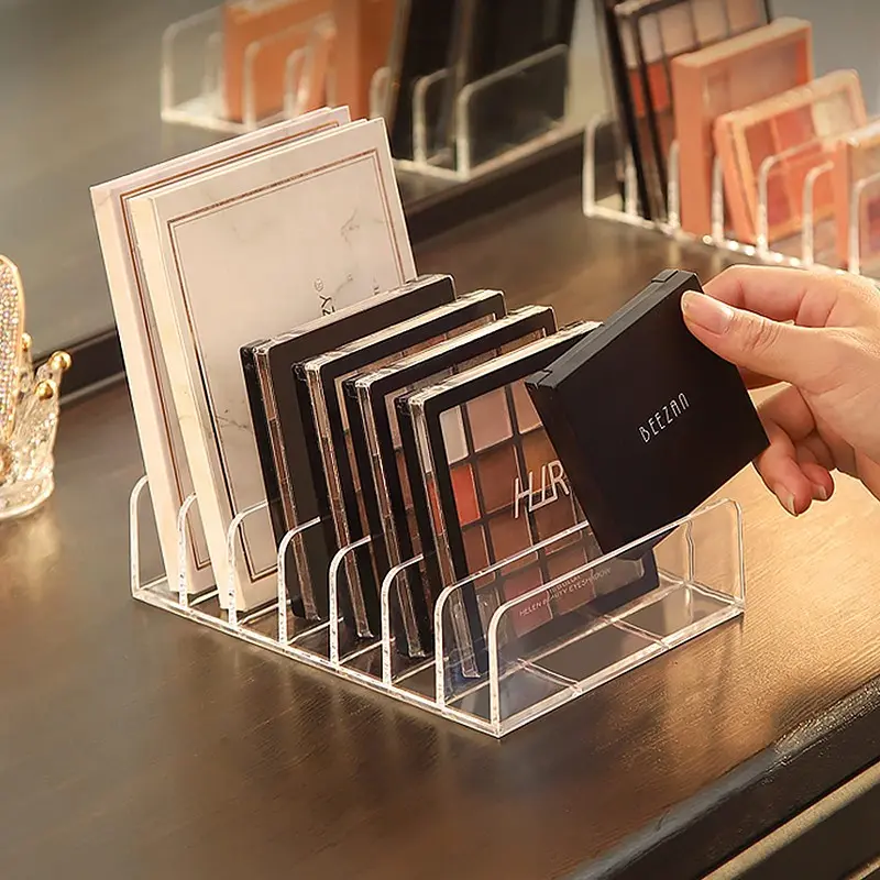 Transparent Plastic Cosmetic Storage Rack, Multifunctional Storage Box for Eyeshadow Palette, Powder, CD, Sunglasses, Desktop Makeup Organizer