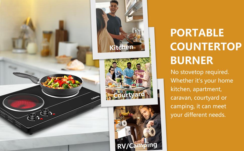 CUSIMAX 1800W Portable Electric Hot Plate with Infrared Cooktop Double Burner Fast Heating Safety Shutdown Function for Kitchen Household Appliances Induction Stovetop Countertop electric stove hot plate Cast-Iron Stainless Steel Single gestove Range CUSIMAX 1800W Portable Electric Hot Plate with Infrared Cooktop Double Burner Fast Heating Safety Shutdown Function for Kitchen Household Appliances Induction Stovetop Countertop electric stove hot plate Cast-Iron Stainless Steel Single gestove Range