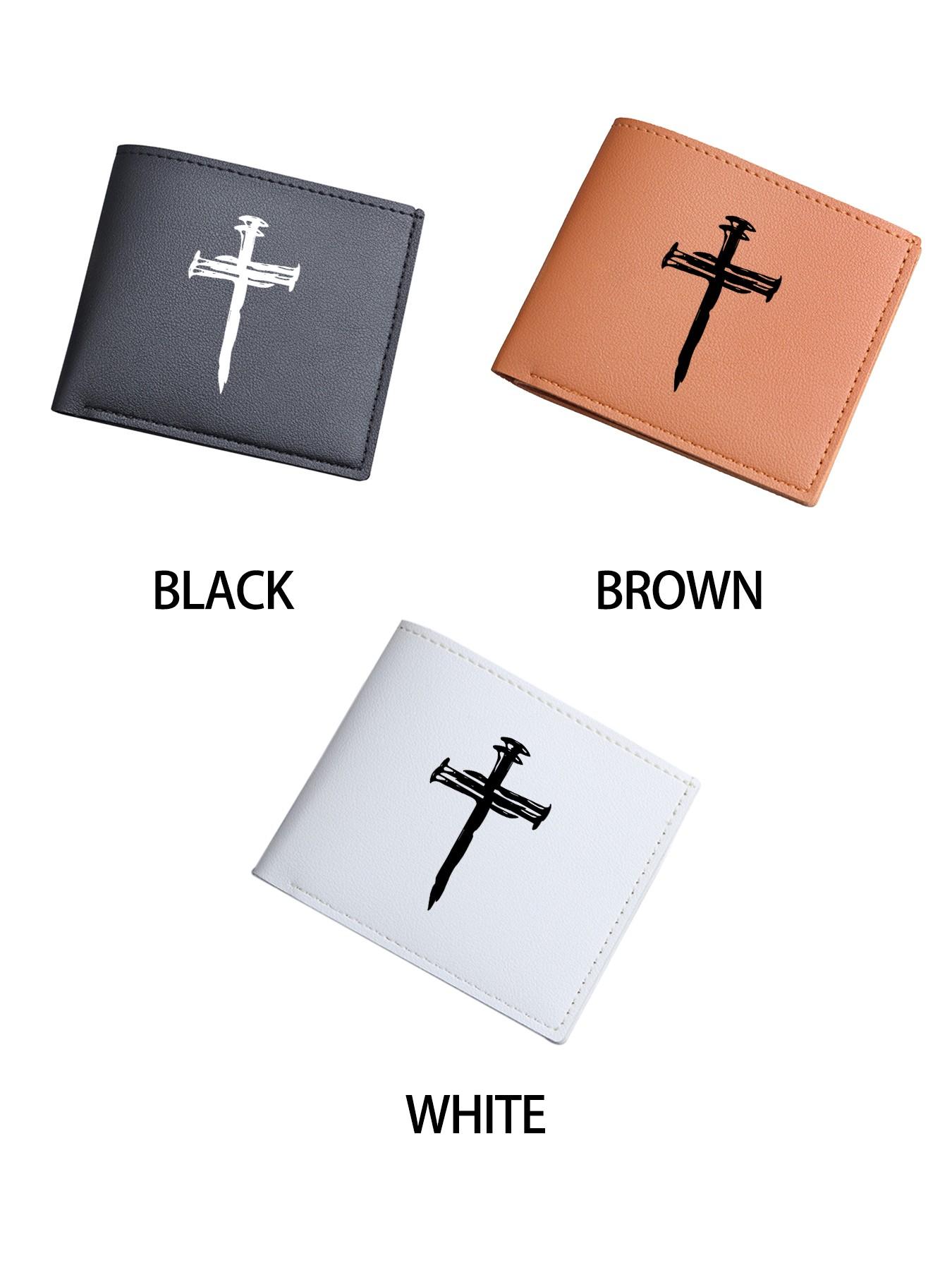 Cross Stitch Print Wallet, Neutral Style Card Holder, Multi-Pocket Foldable Wallet, Ideal for Shopping, Travel, Gift for Students, Office Workers