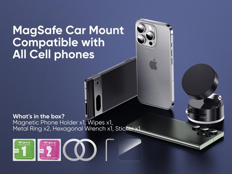 Vacuum Magnetic Phone StandStrong Magnet, Magnetic Phone Car Holder, Suction Cup Holder, Manual Magnetic Vacuum Adsorption Car Mobile Phone Holder