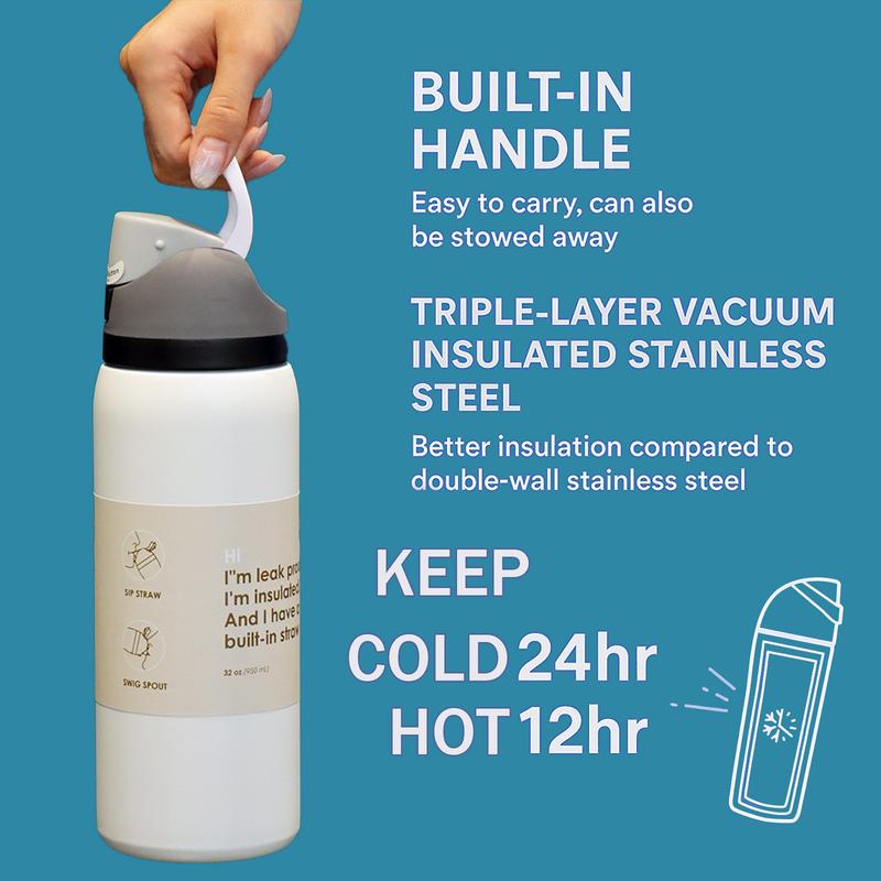 Double-Wall Stainless Steel Vacuum Cup - 19/24/32oz Insulated Mug with Flip Lid, Leak-Proof Skinny Travel Thermal Mug - Retro Horror Graffiti-Print, 12H Hot & 24H Cold Retention - Perfect for Hot & Cold Drinks, Christmas Gift for Men & Women