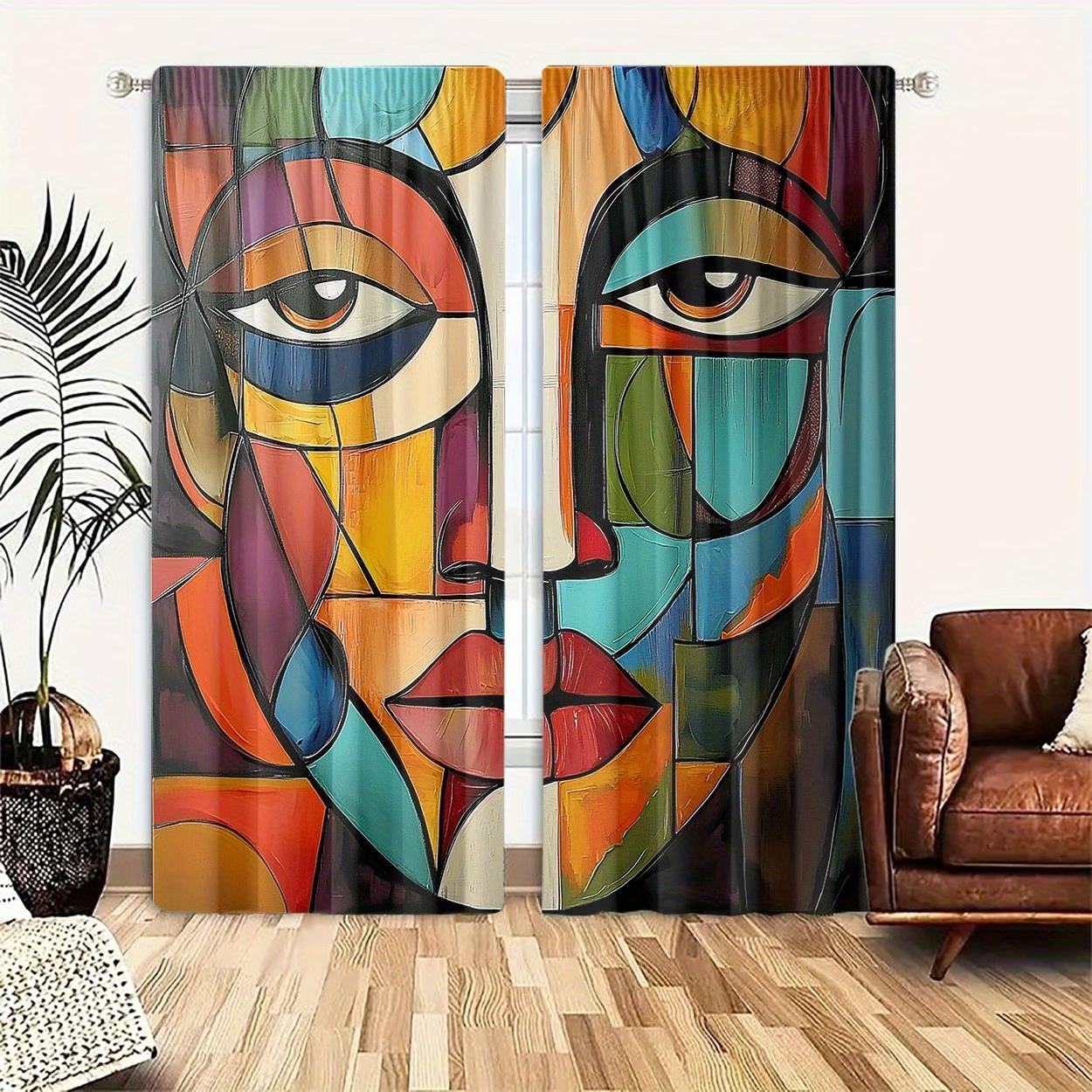 2 pieces / set of dark blue Nordic-style crystal-pattern curtains, 3D digital printed curtains, lightweight and ventilated, suitable for comfortable bedrooms, stylish offices, fashionable kitchens, cozy living rooms and peaceful study rooms