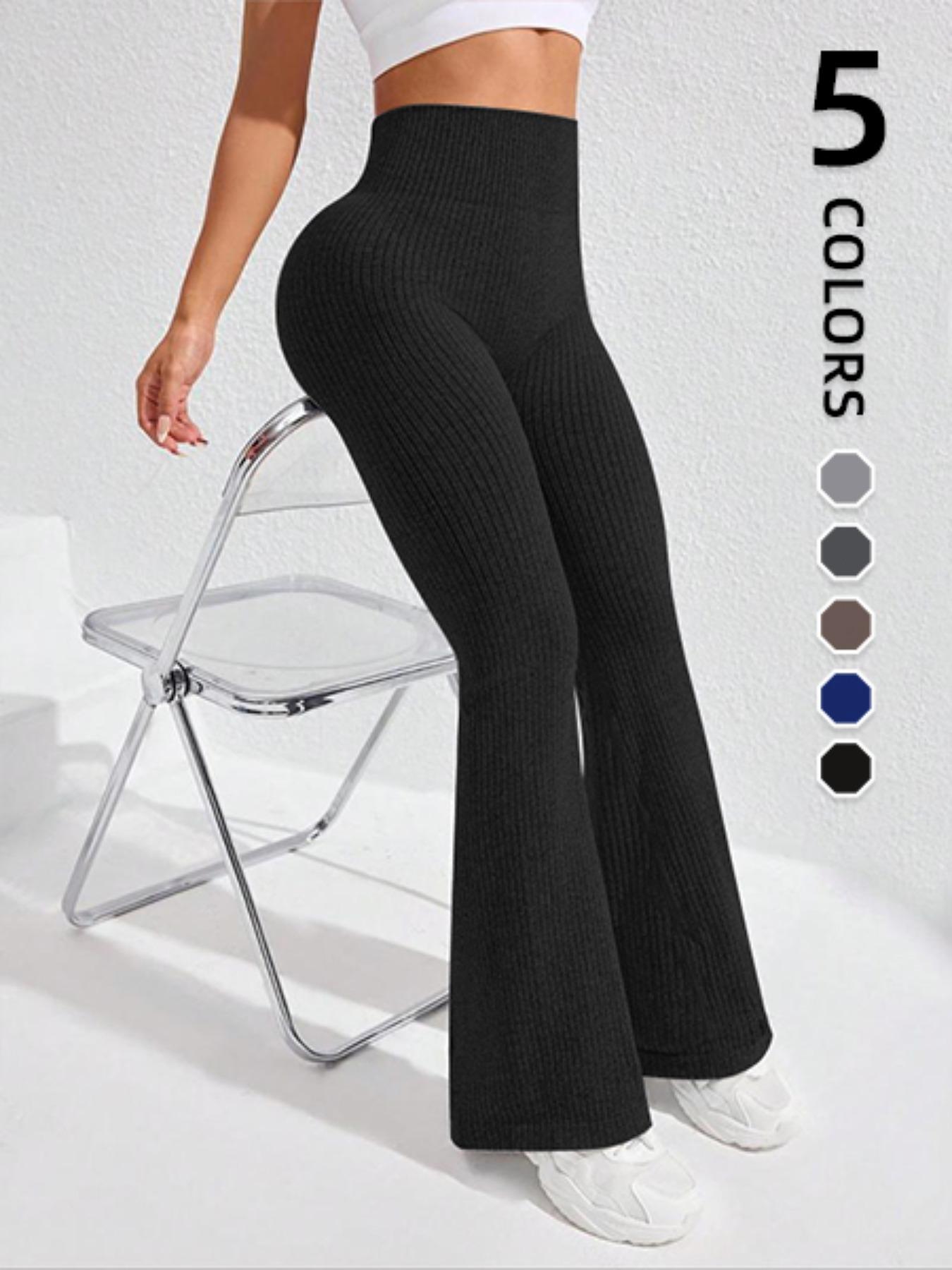 Women's High Waist Yoga Leggings, Seamless Butt Lifting Sports Pants, Vertical Stripe Flare Pants, Gym Workout Leggings, Ideal for Hiking and Outdoor Activities