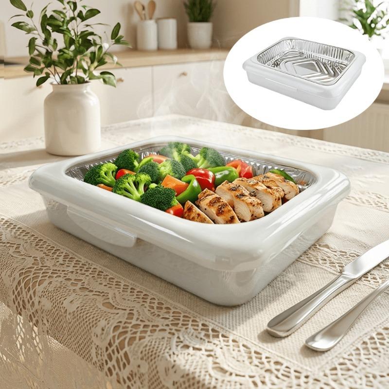 A set of elegant wok 2-in-1 reusable plastic food storage boxes with 1 foil tray for outdoor parties, celebrations, Christmas and Thanksgiving gifts