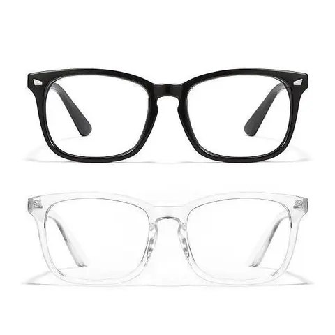 Sleek Minimalist Square PC Glasses, Blue Light Protection, Durable Lightweight Frame, Perfect for Gaming & Daily Reading