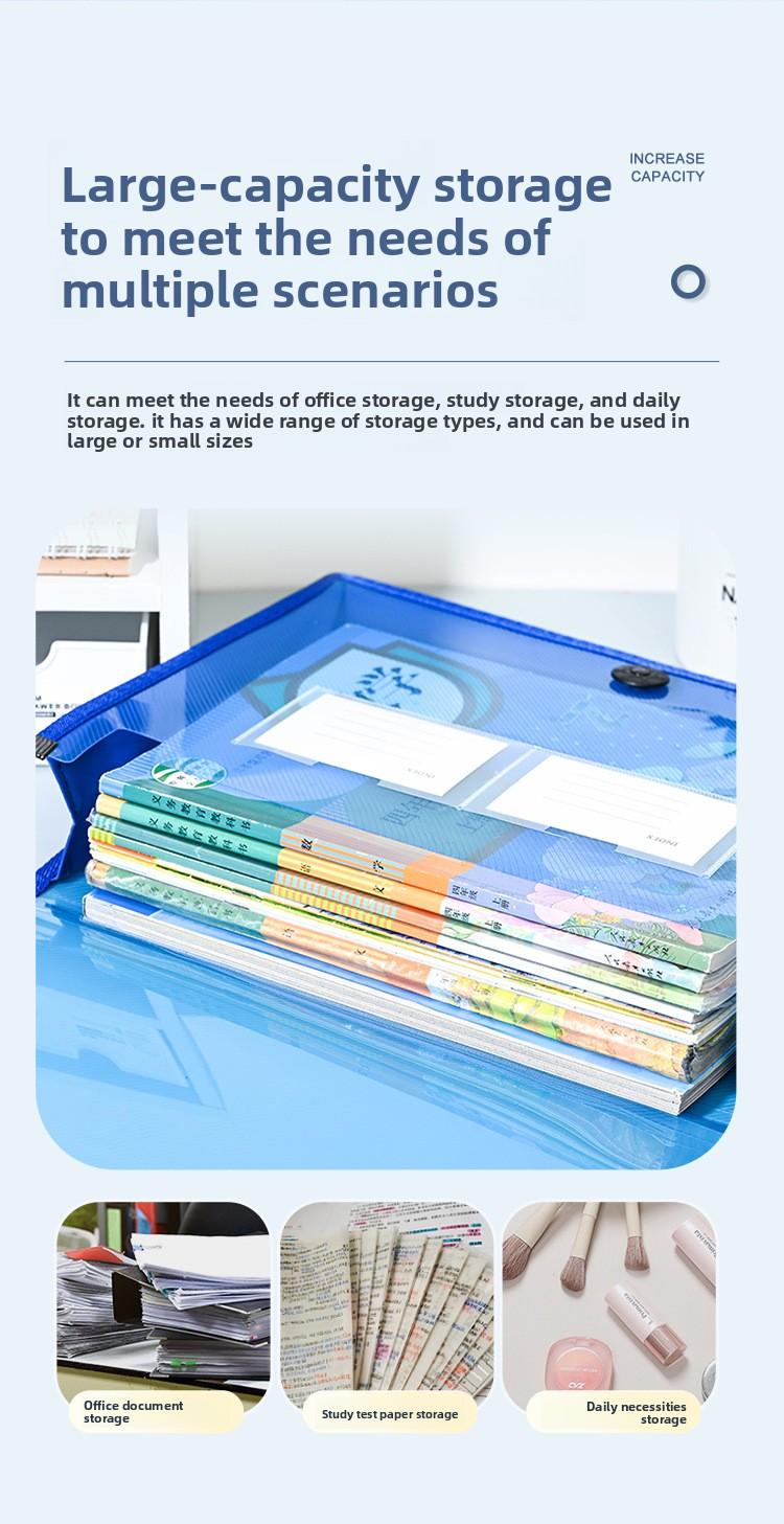 A4 Transparent Document Bag with 3D Edges Waterproof Single Layer Large Capacity for Students Exam Papers Office File Storage