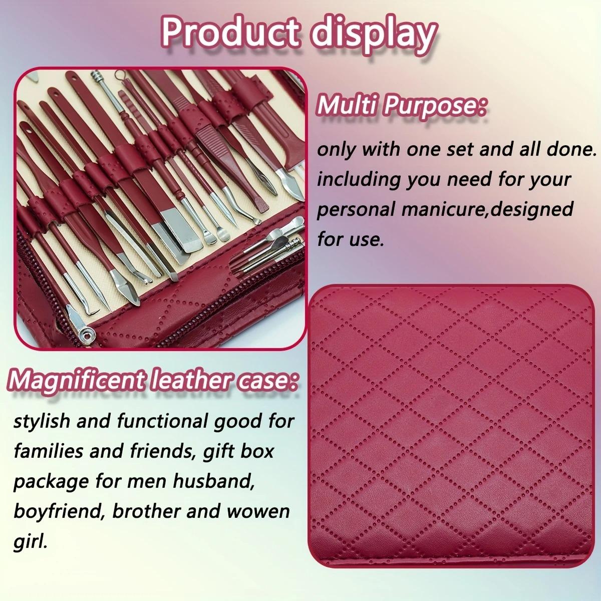 Deluxe 42/26/9PCS Multi-Functional Stainless Steel Manicure Personal Care Set - Professional Household Nail & Pedicure Kit for Women/Men w/Leather Zipper Case | Holiday Gift! Travel Grooming Tools Bag + Cuticle Nippers, Scissors, Ear Spoon, Nail Clippers