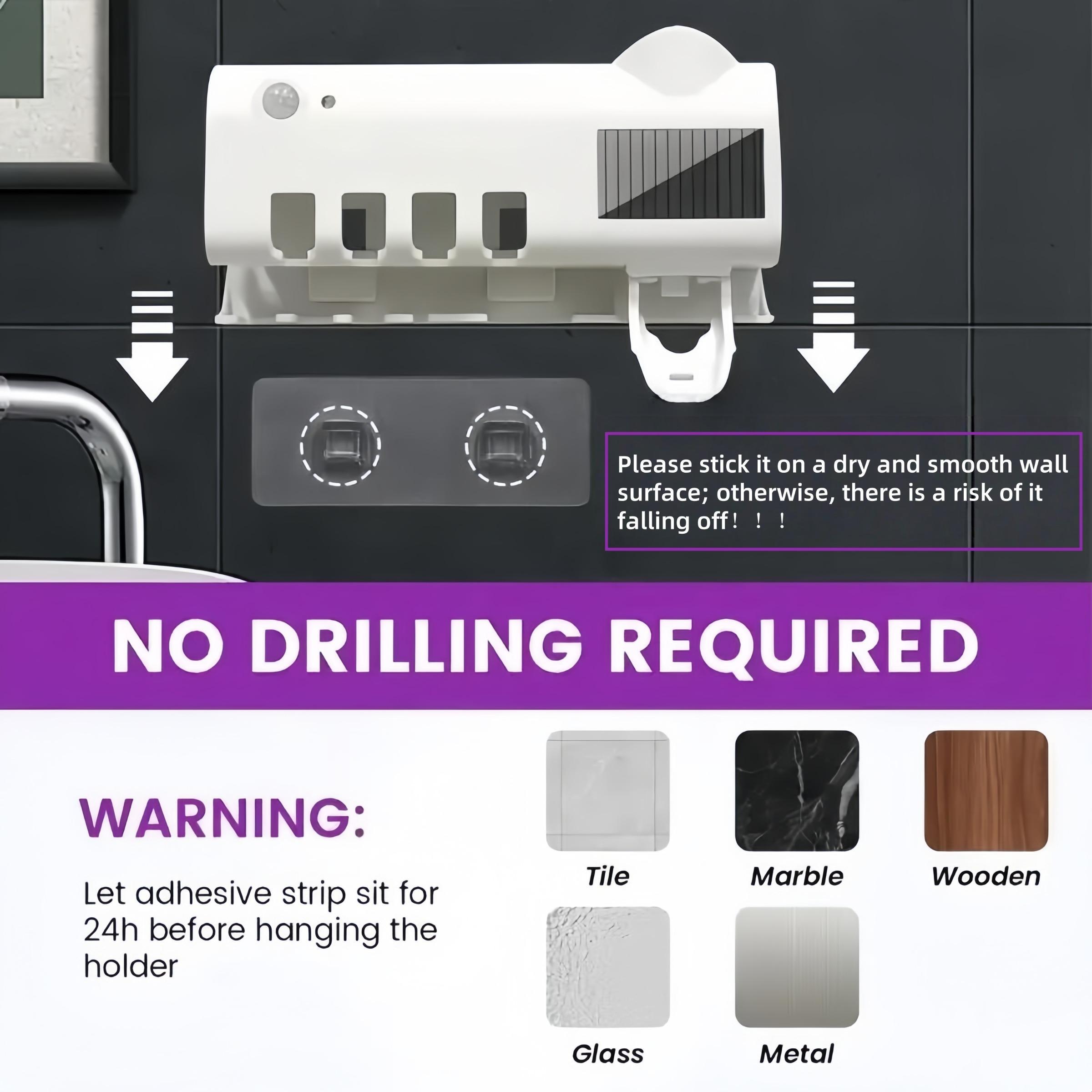 Smart Toothbrush Sterilizer with Automatic Toothpaste Dispenser, UV Sterilizer and Electric Toothbrush Holder, Wall-Mounted Toothbrush Storage Rack with UV Toothbrush Holders