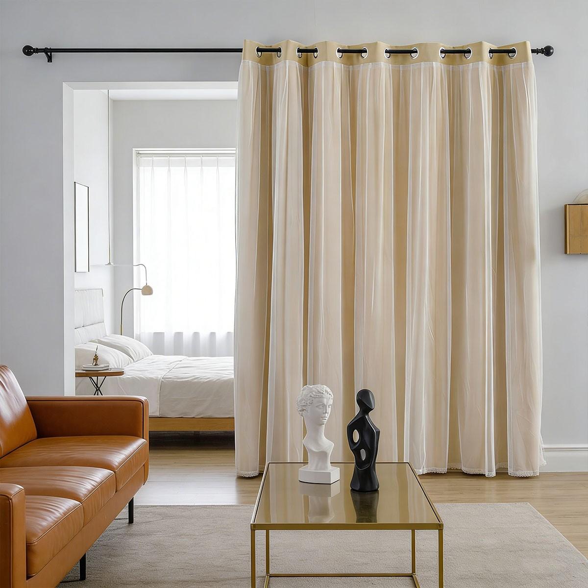 Elegant Two-Layer Door Curtain, Bedroom Living Room Light Blocking Partition, French Luxury Atmosphere Air Conditioning Wind Shield, Multiple Colors Available