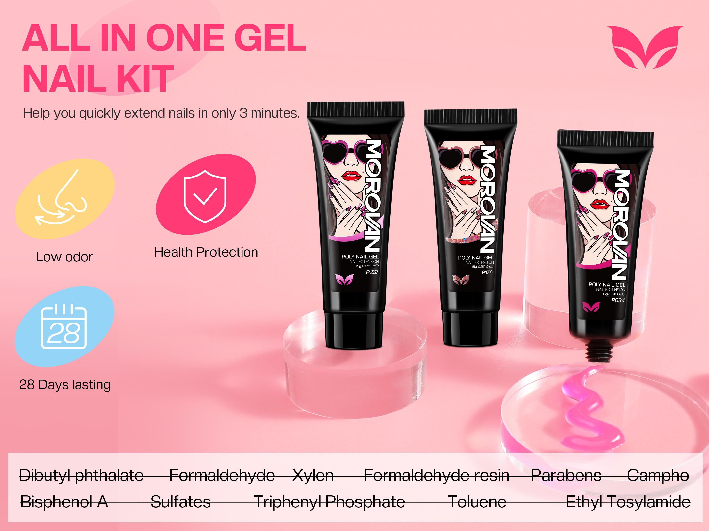 Morovan Poly Gel Nail Colors: 12 Colors Poly Nail Gel 15ml Professional Poly Nail Extension Gel for Holiday Manicure DIY Design Salon at Home