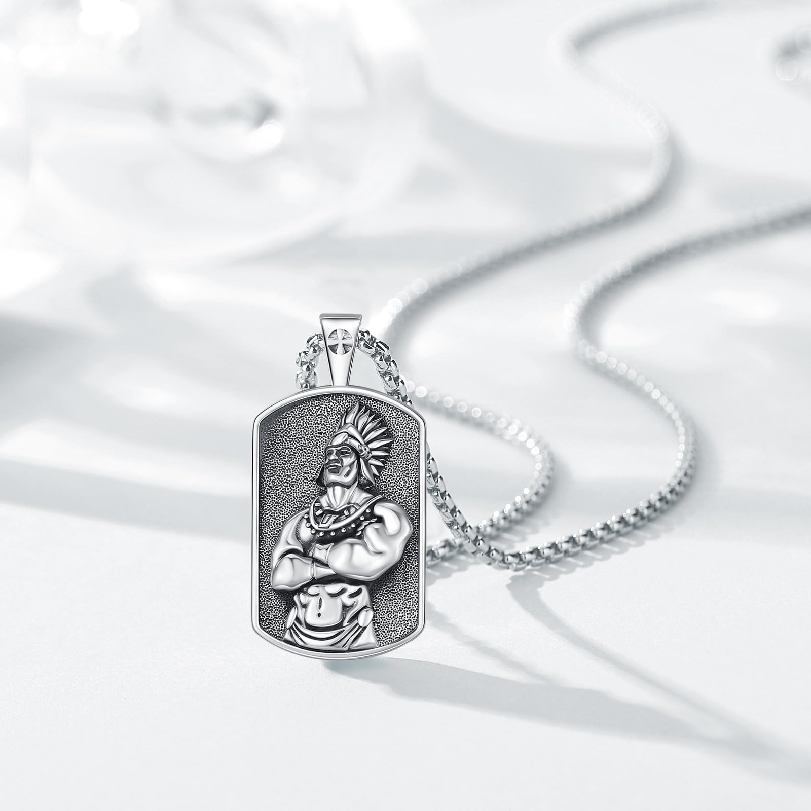 Thanches American Tribal Chief Pendant 925 Sterling Silver Necklace for Men Women Retro Design Vintage Tribal Chief Jewelry Gift