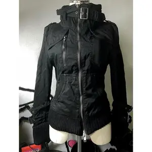Subculture Harajuku Vintage Safari Coats with Hooded Women Zipper Sweatshirts Casual Streetwear Grunge Jacket Y2k Stand Neck