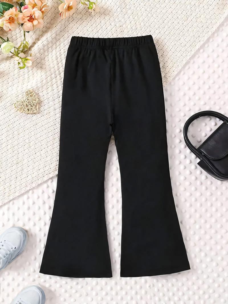 Girls Kpop Demon Hunters Set, Cartoon Pattern Long Sleeve Tee & Comfortable Bell Bottoms, Spring Fall Casual Fitted