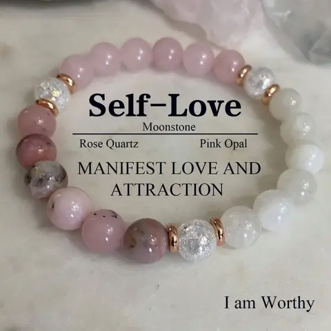 Bohemian Style Love Bracelet with Rhodochrosite, Jade and Rose Quartz Crystal, Trust & Harmony Meditation Jewelry Gift Ready for Women, Symbol of Peace and Friendship, High Quality Exquisite Bracelet