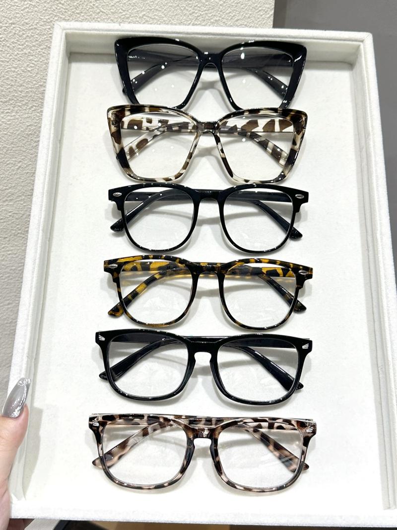 Unisex Fashionable Plain Color & Leopard Pattern Eyeglasses, Trendy Casual Eyeglasses for Everyday Use, Fashion Accessories for Outdoor Activities, Fashionable Frames Glasses