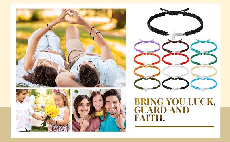 JointlyCreating Friendship Cross Bracelet Black String Rope Braided Adjustable Handmade Matching Couple Lucky Simple Religious Jewelry Gift
