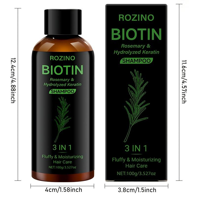 Rozino Biotin Rosemary Shampoo: 3 - in - 1 with Hydrolyzed Keratin for Premium Hair Care