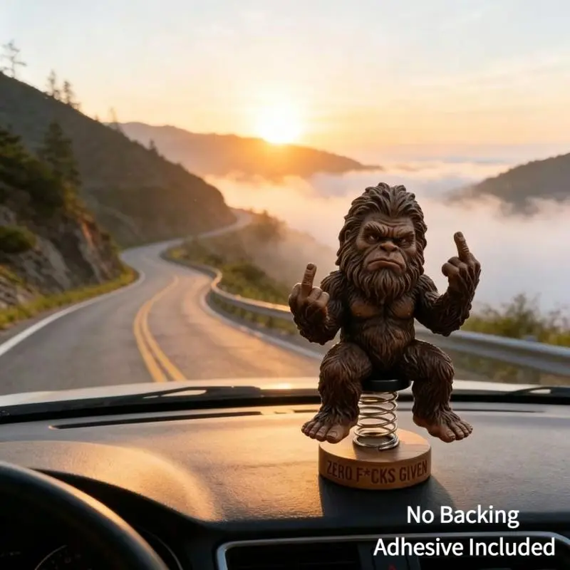 5.51-Inch Bigfoot Spring Wobble Figurine with Rude Gesture, Funny Decoration for Car Dashboards, Home and Office Desks, Novelty Gift for Bigfoot Fans