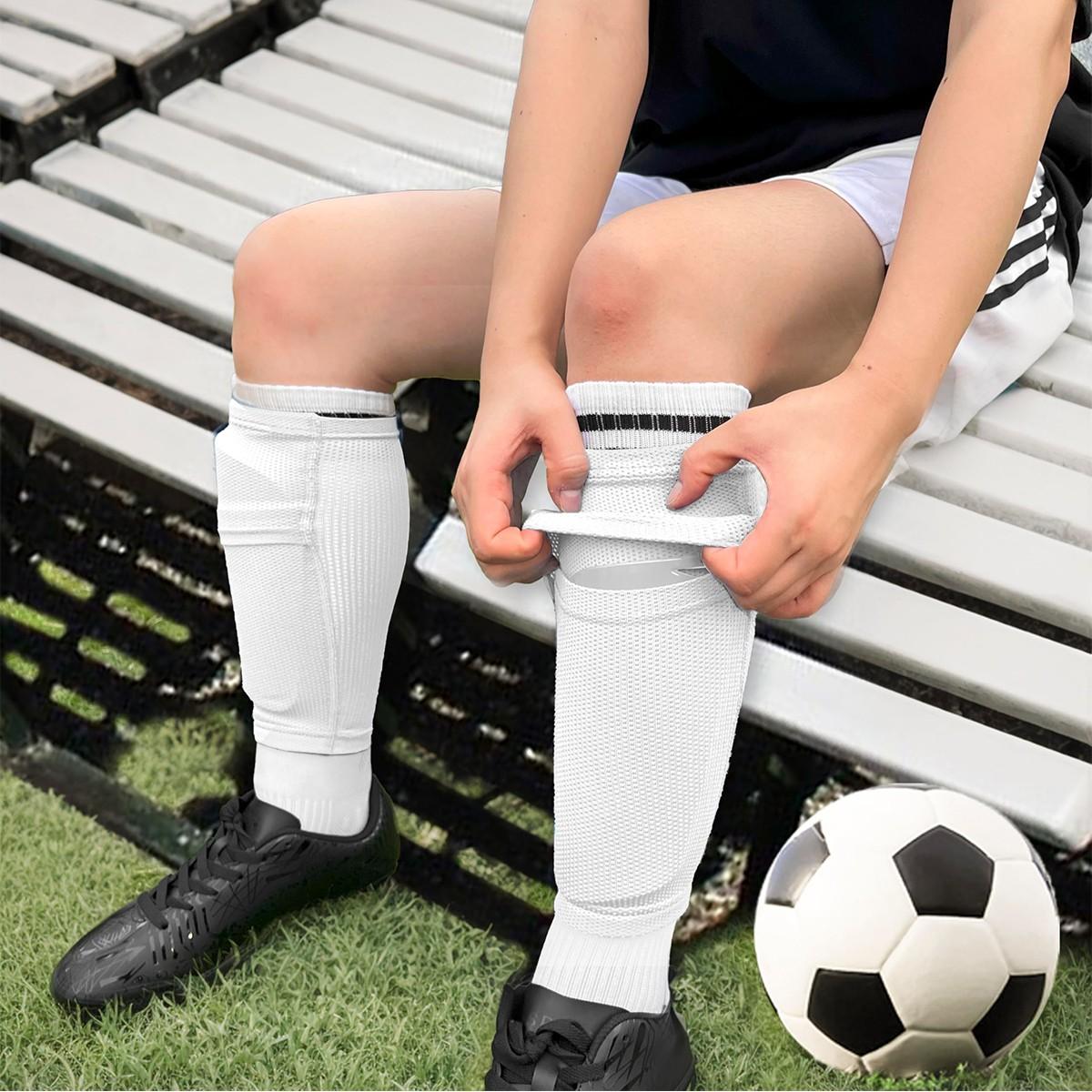 Football Shin Guards Sleeve Set, High Elastic Fit, Breathable Mesh Fabric, Quick Sweat Wicking, Comfortable for Long Training Sessions