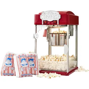 4 OZ Vintage Professional Popcorn Popper Machine Theater Style with Nonstick Kettle Warming Light and Serving Scoop (Red)