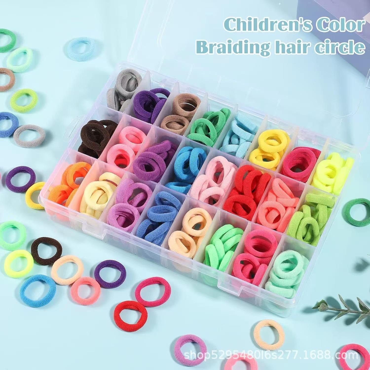 32-24 Color Mini Hair Bands and Hair Ties for Girls, Hair Accessories, Rubber Bands, Hair Styling Comb, Braiding Tool Set
