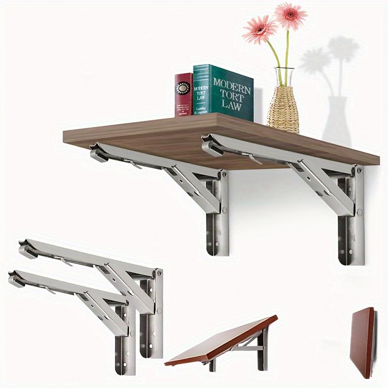 2 6 Pack Foldable Shelving Brackets Heavy Duty Space Saving Desktop Storage Organizer for Office Home Use