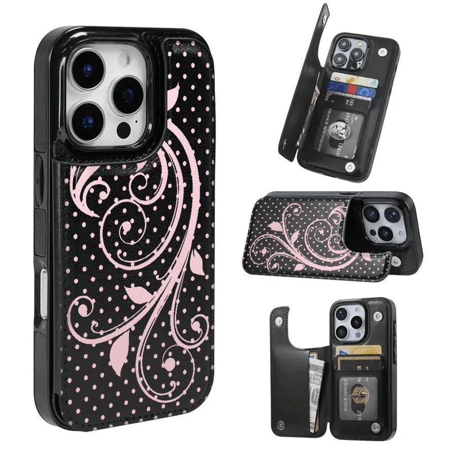 TPU Smartphone Case with Pearl Polka Dot Fantasy Pattern, Card Slot for Bank/Bus Cards - Cellphone Cover, Mobile Phone Accessories, Casing Compatible with iPhone 17/16/15/14/13/12