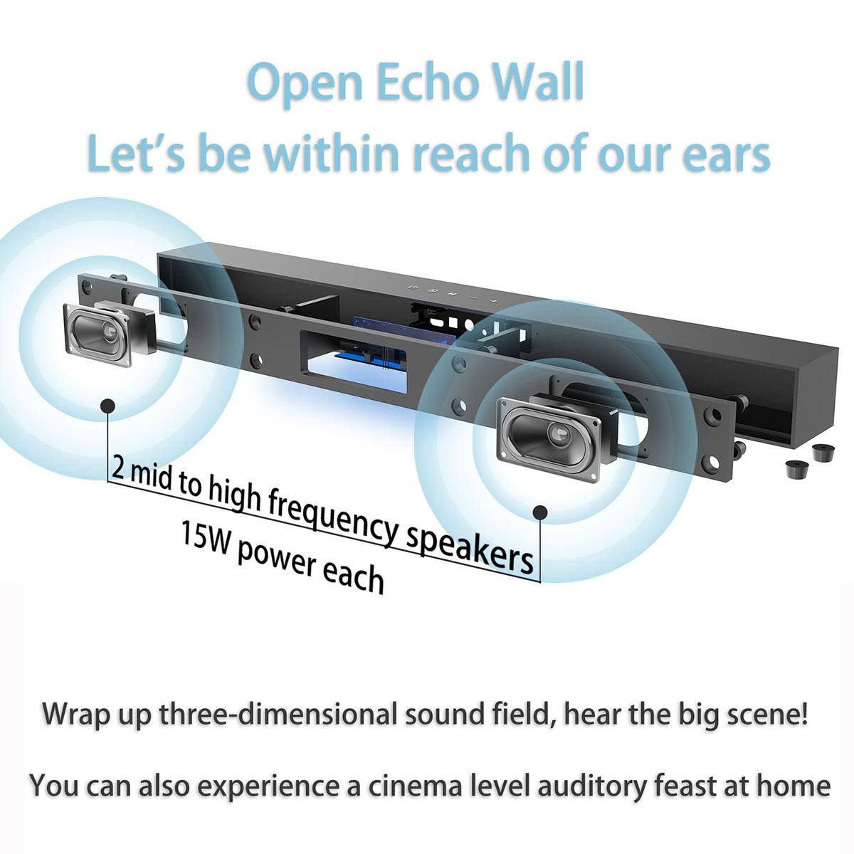 TV Soundbar With Subwoofer Heavy Bass Computer Sound bar Speaker Wireless Home Theater Bluetooth Speaker Black