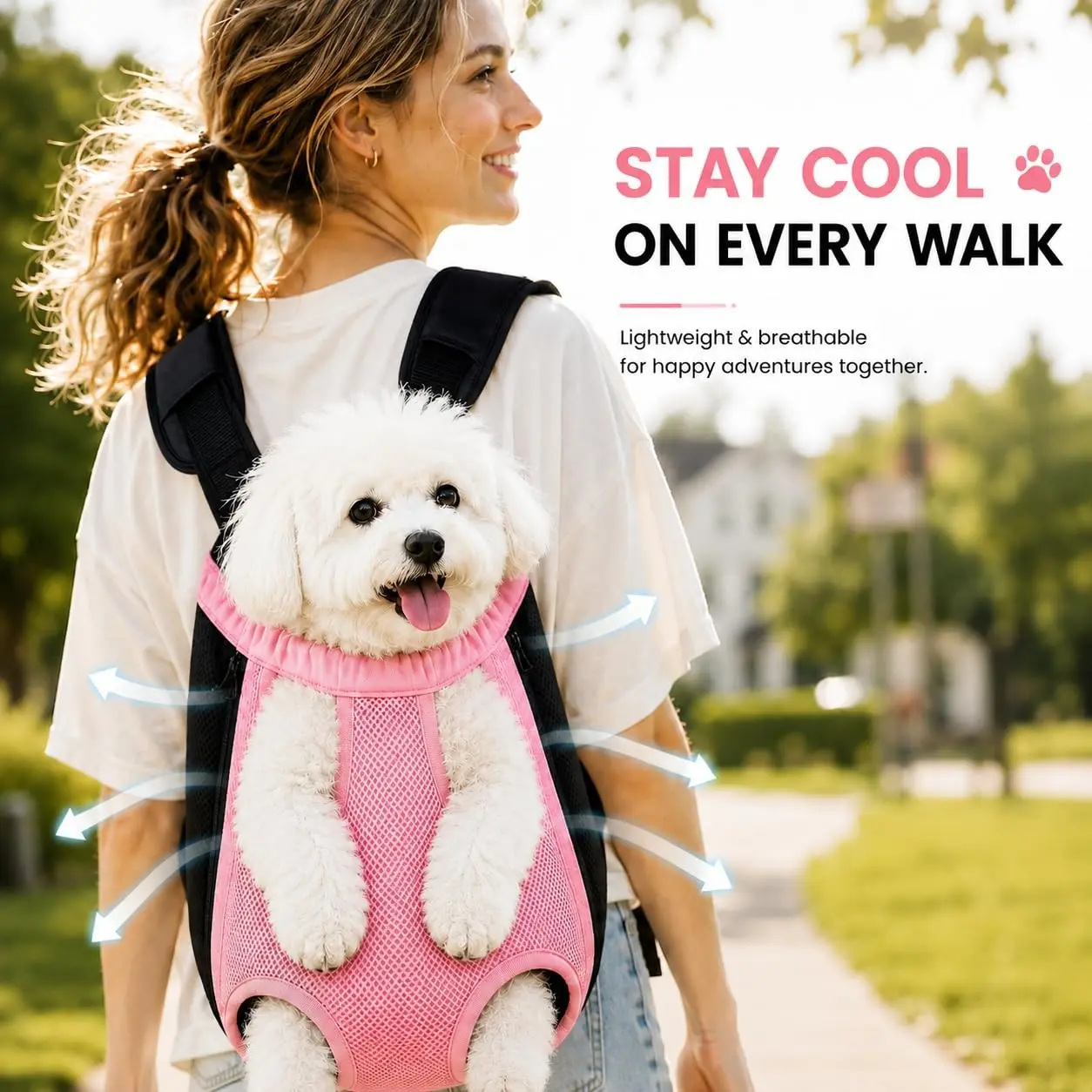 Adjustable Pet Backpack for Cats and Dogs, Front-Loading Design with Leg Outlets, Ideal for Travel, Hiking, and Camping, Fits Small to Medium Pets