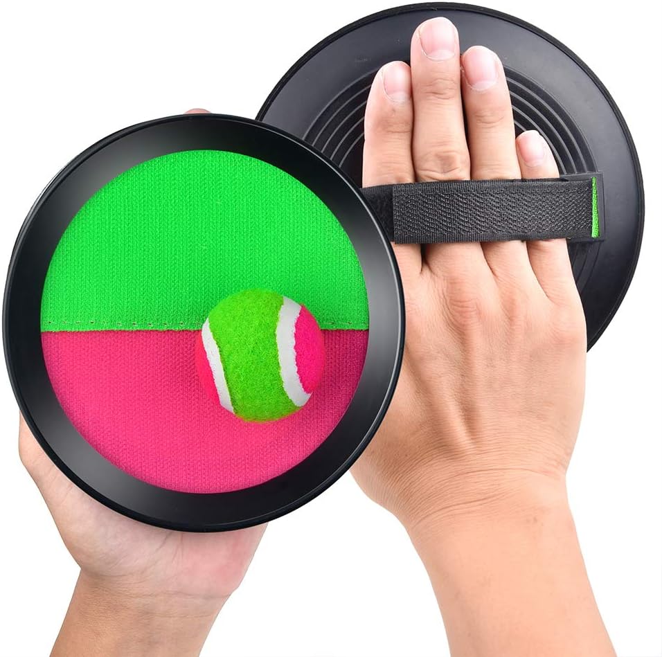 4 Sets Paddle Catch Ball and Toss Game 15.5cm Velcro Catch Ball Set for Sport with a Bag