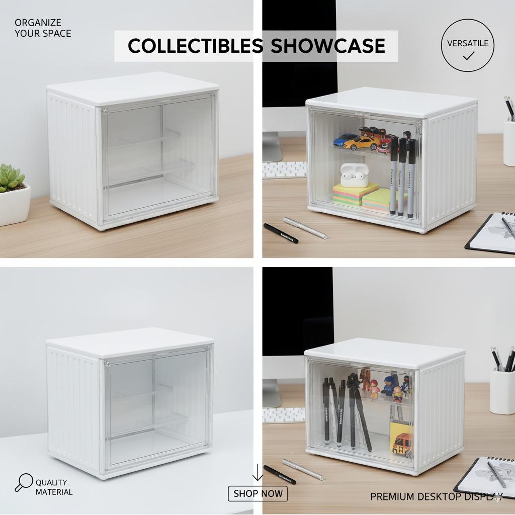 Transparent Display Cabinet, Three-Layer Adjustable Stackable Storage Box, Collectible Model Showcase, Summer Essential, Back-To-School Must-Have, Home Storage