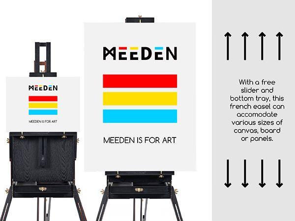 MEEDEN Art French Easel for Outdoor Painting: Wooden Plein Air Easel Box - 57''-72'' Height Adjustable Travel Easel - Black